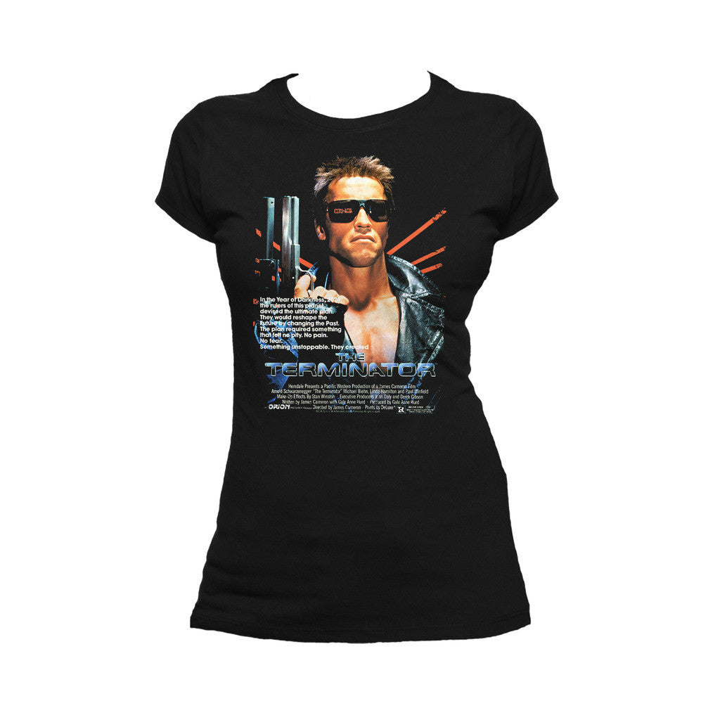 Terminator Movie Poster Official Women's T-shirt (Black) - Urban Species Ladies Short Sleeved T-Shirt
