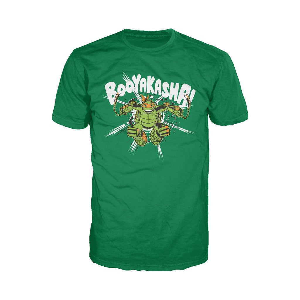 TMNT Mikey Booyakasha Official Men's T-shirt (Green) - Urban Species Mens Short Sleeved T-Shirt