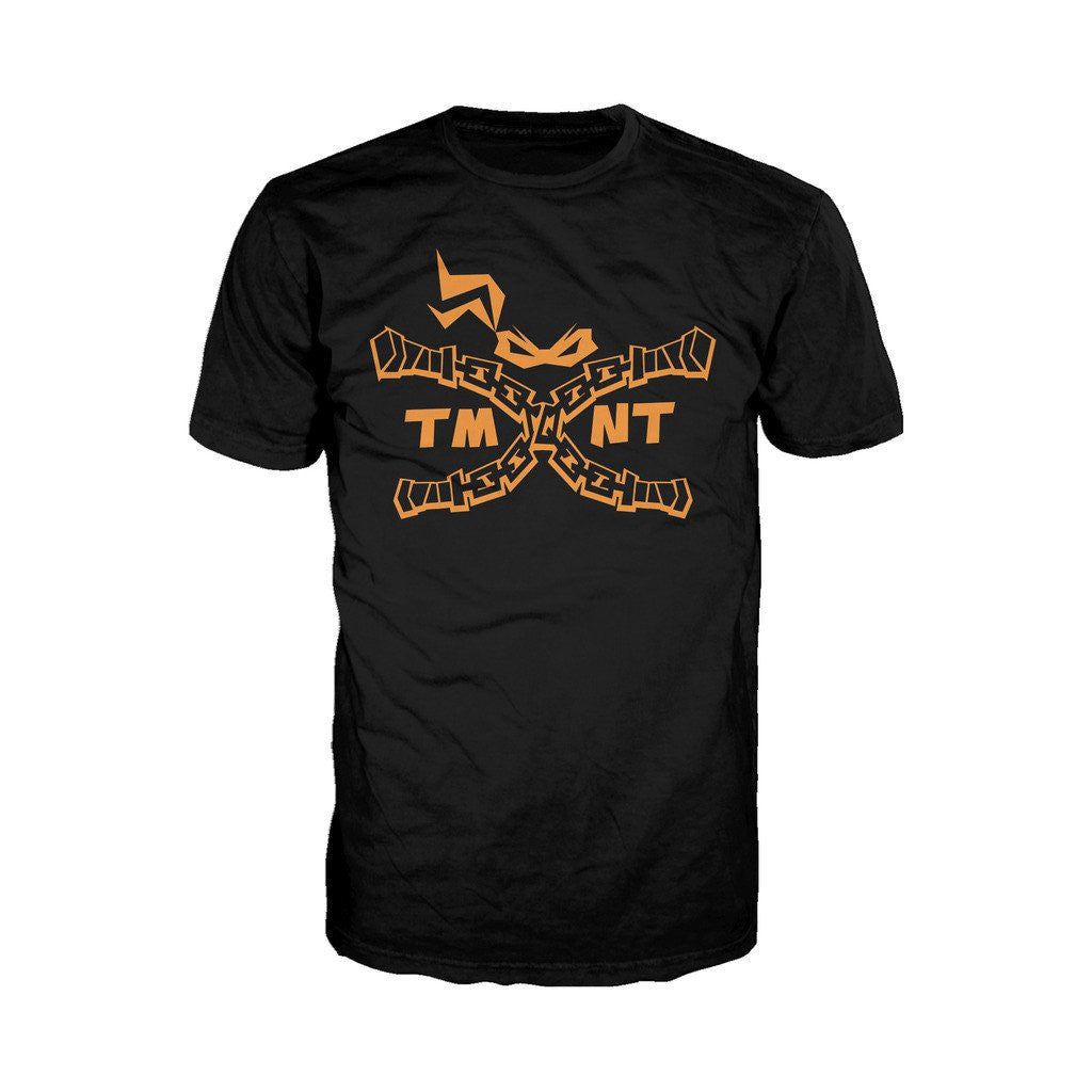 TMNT Mikey Nunchuck Logo Official Men's T-shirt (Black) - Urban Species Mens Short Sleeved T-Shirt