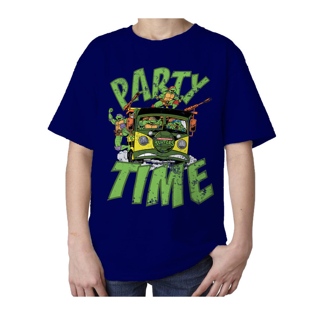 TMNT Gang Retro Party Wagon Official Kid's T-Shirt (Navy) - Urban Species Kids Short Sleeved T-Shirt