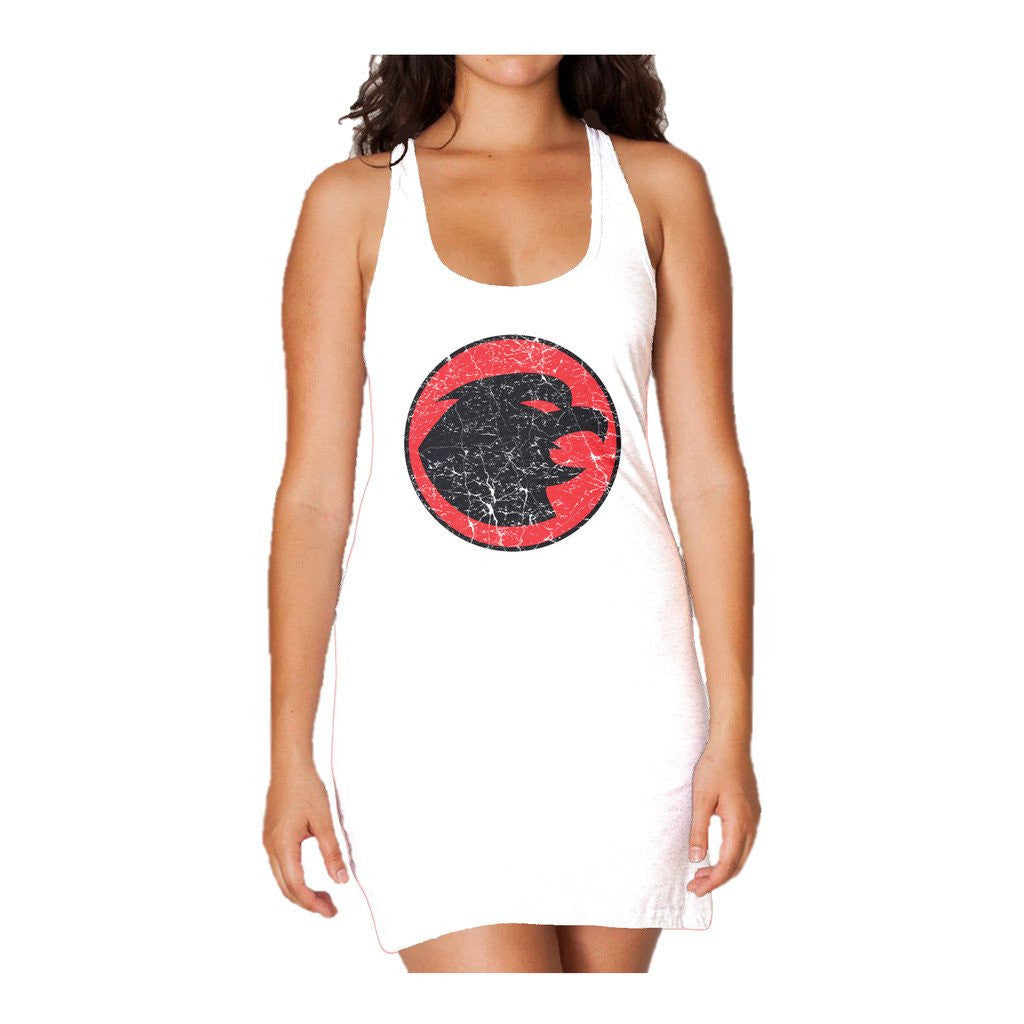 DC Comics Hawkgirl Distressed Logo Official Women's Long Tank Dress White - Urban Species