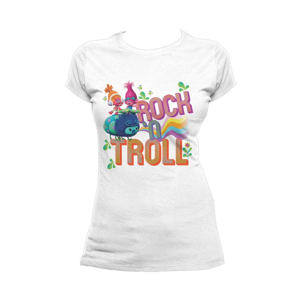 Trolls Rock n Troll Official Women's T-Shirt (White) - Urban Species Ladies Short Sleeved T-Shirt
