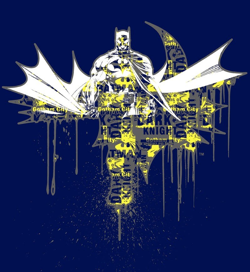 DC Comics Batman Graff Official Men's T-shirt Navy - Urban Species Design Close Up