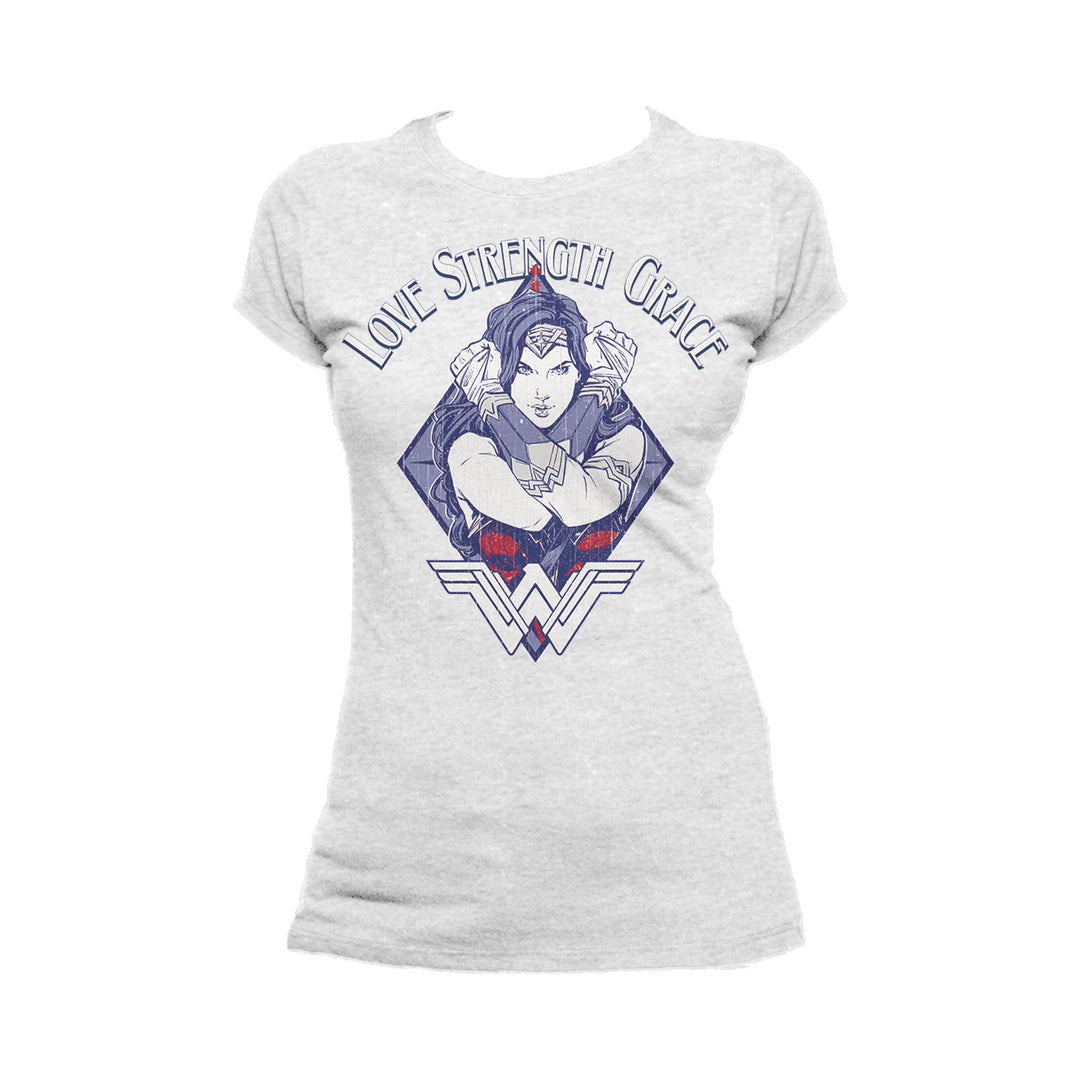 DC Wonder Woman Diamond Grace Official Women's T-shirt (Heather Grey) - Urban Species Ladies Short Sleeved T-Shirt