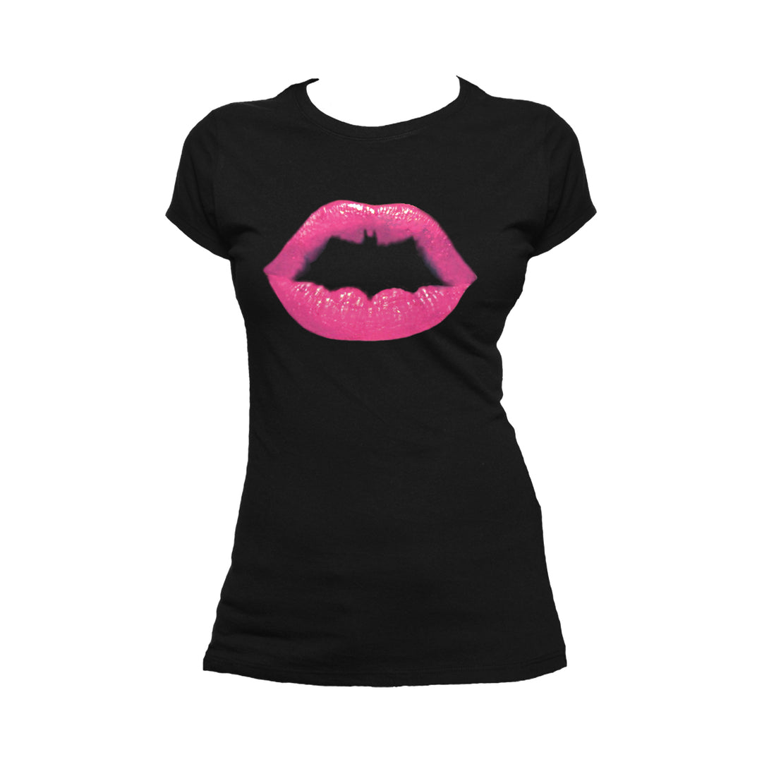 DC Comics Batgirl Logo Lips Official Women's T-shirt Black - Urban Species