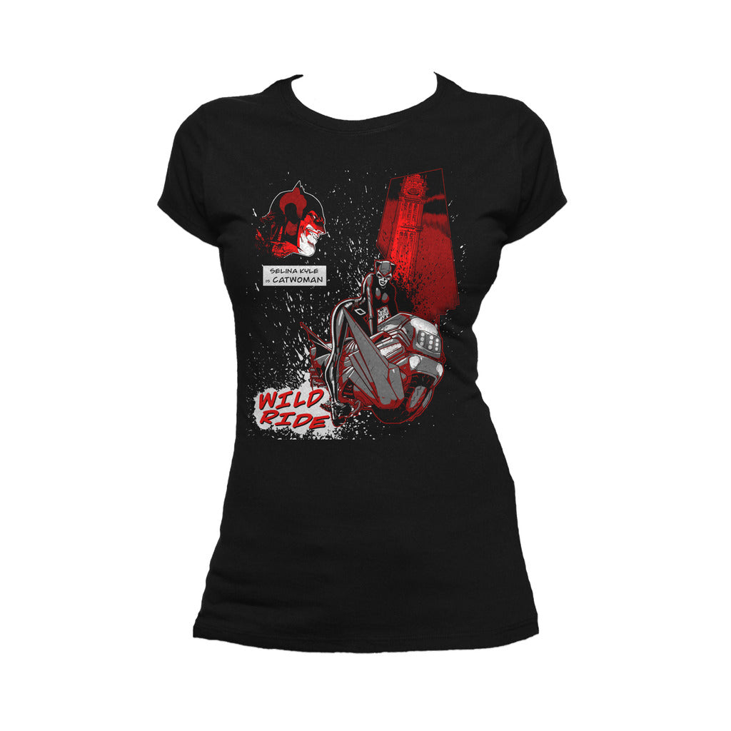 DC Comics Catwoman Wild Ride Official Women's T-shirt Black - Urban Species
