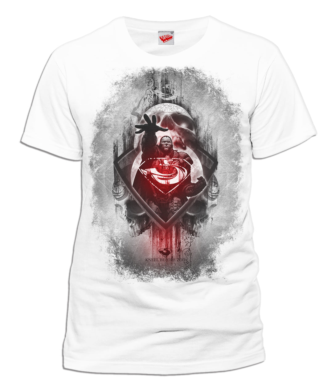 DC Man Of Steel Zod Skull Official Men's T-shirt (White) - Urban Species Mens Short Sleeved T-Shirt