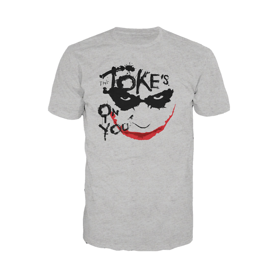 DC Batman Dark Knight Joker Stencil Official Men's T-shirt (Heather Grey) - Urban Species Mens Short Sleeved T-Shirt