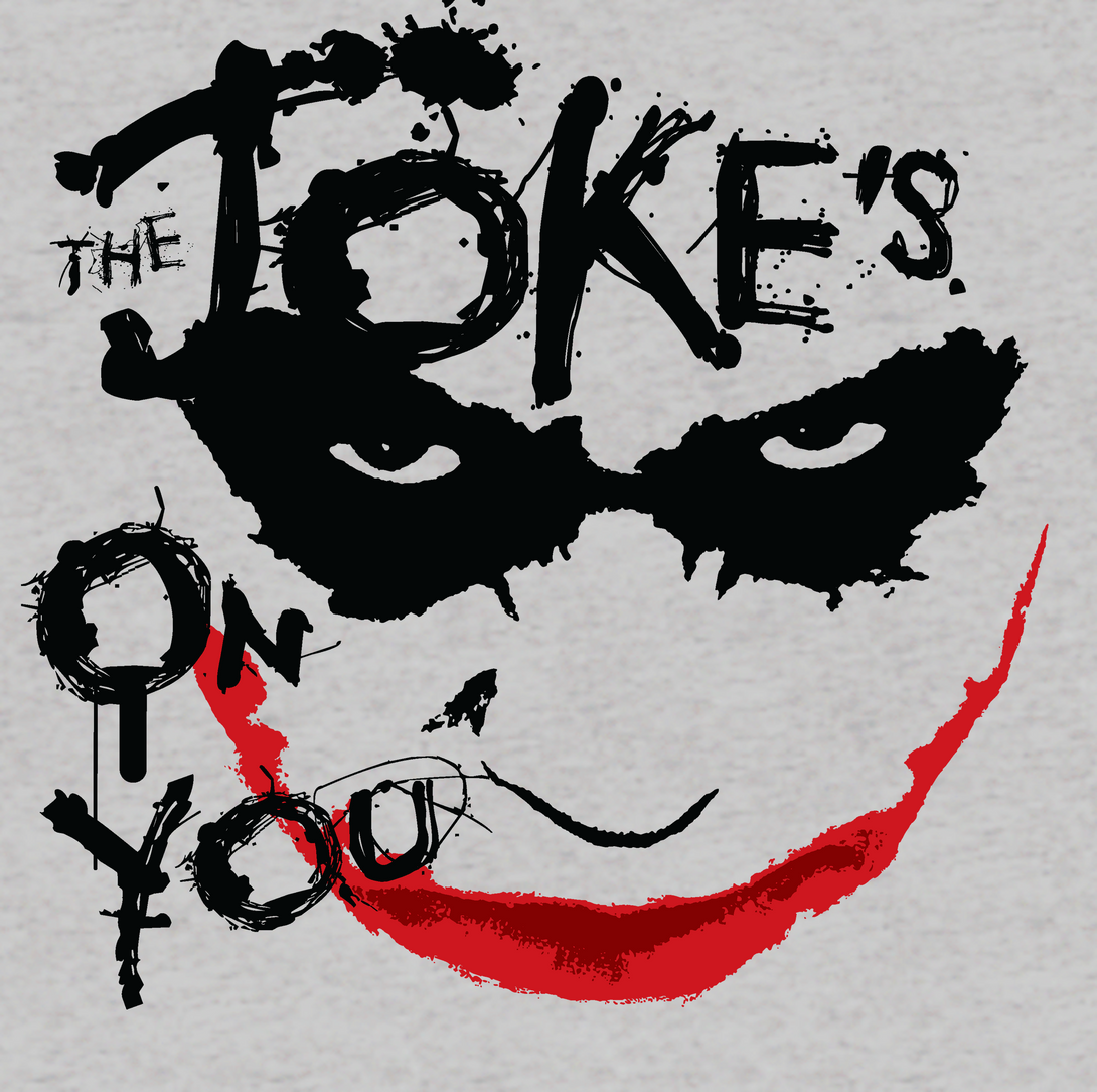 DC Batman Dark Knight Joker Stencil Official Women's T-shirt (Heather Grey) - Urban Species Ladies Short Sleeved T-Shirt