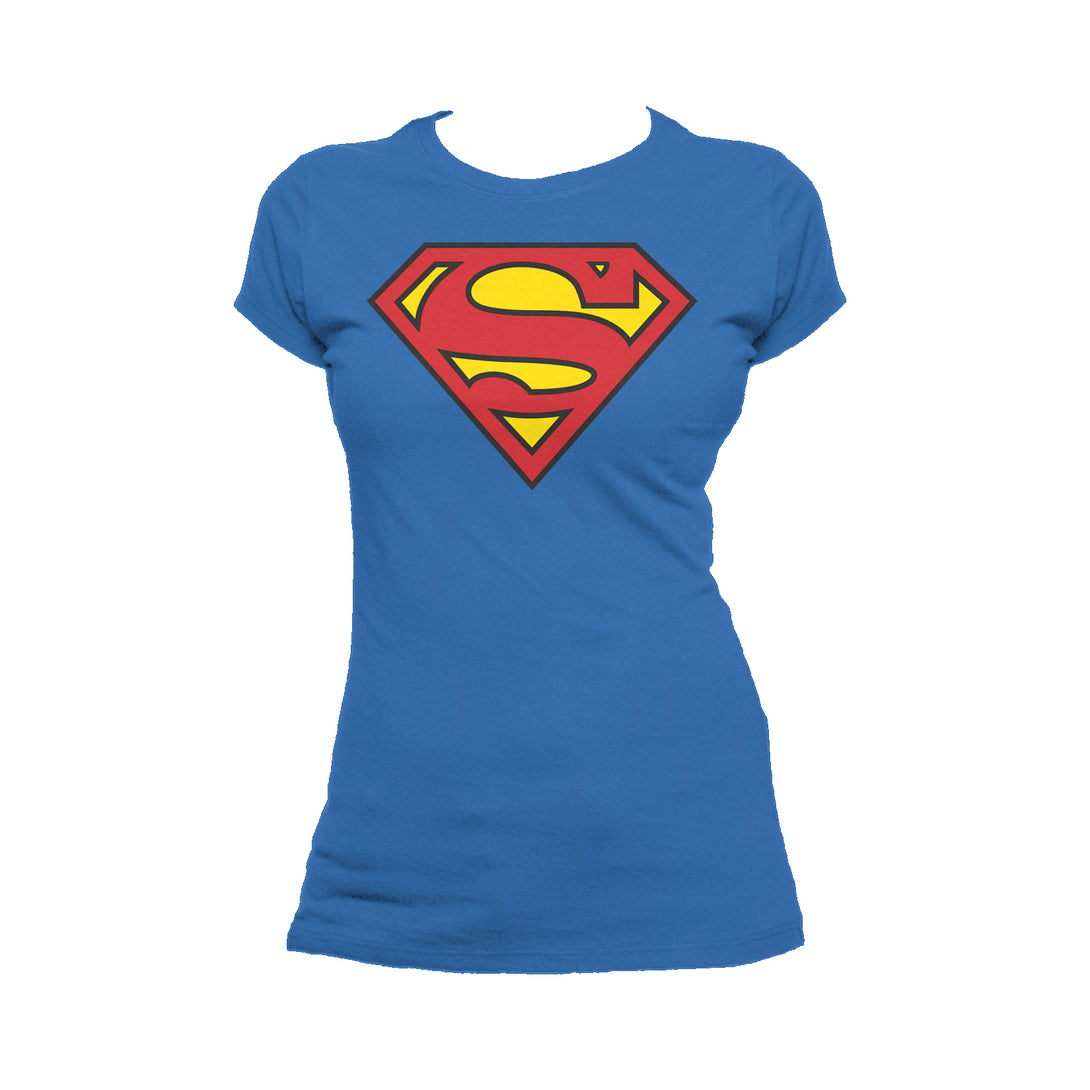 DC Comics Superman Logo Classic Official Women's T-shirt Blue - Urban Species