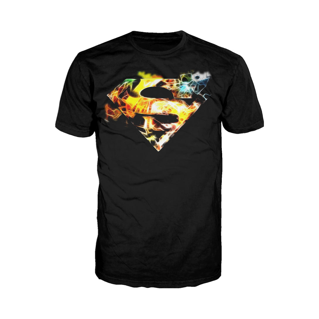 DC Comics Superman Logo Saturated Official Men's T-shirt (Black) - Urban Species Mens Short Sleeved T-Shirt