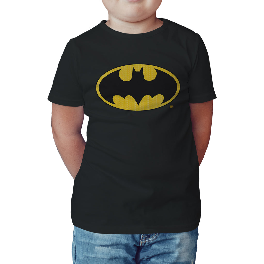 DC Comics Batman Logo Classic Official Kid's T-Shirt Black - Urban Species