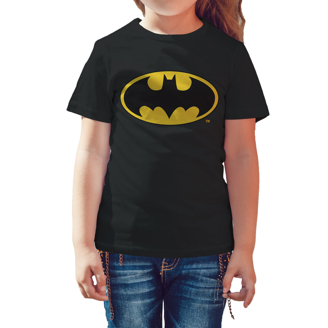 DC Comics Batman Logo Classic Official Kid's T-Shirt Black - Urban Species