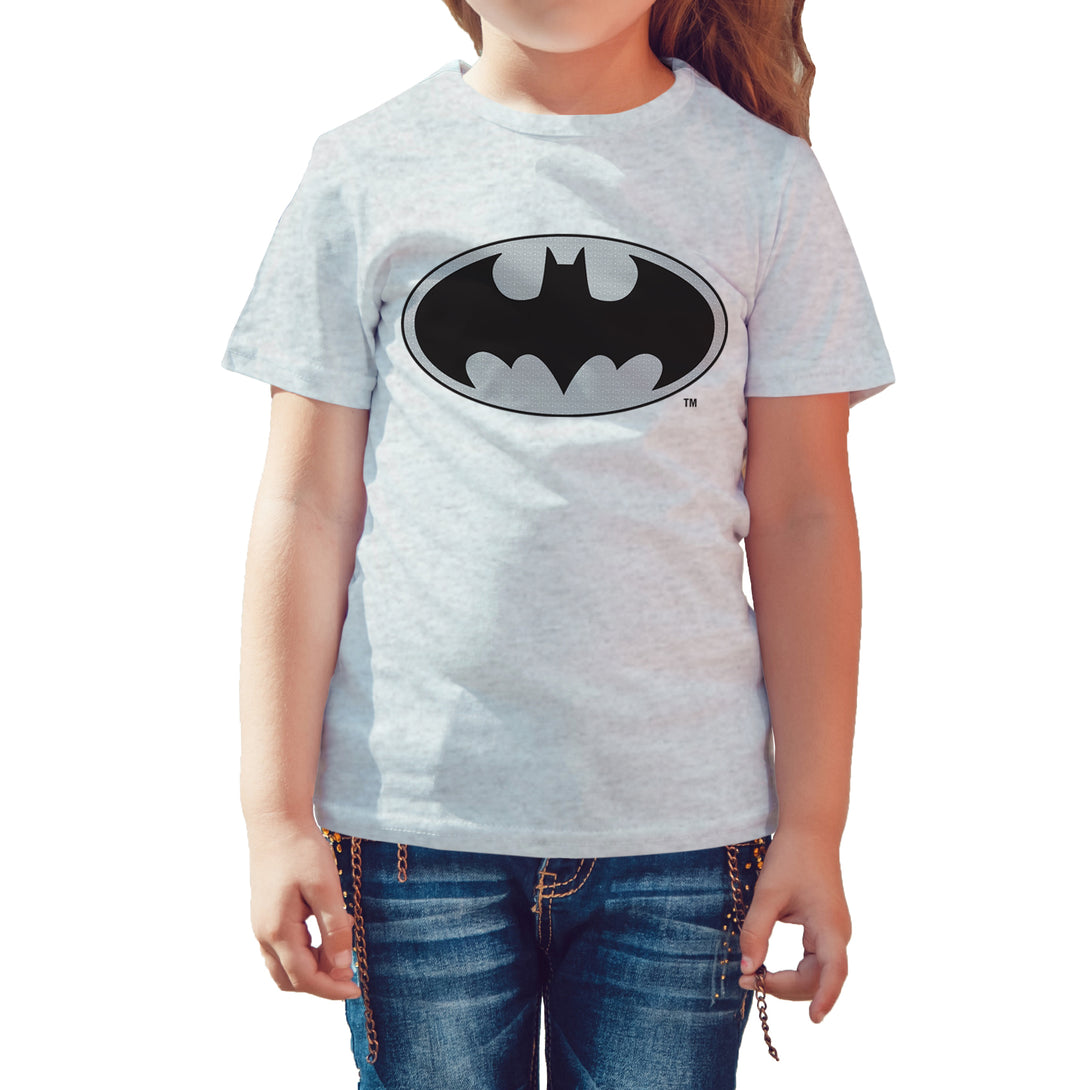 DC Comics Batman Logo Grey Official Kid's T-Shirt Sports Grey - Urban Species