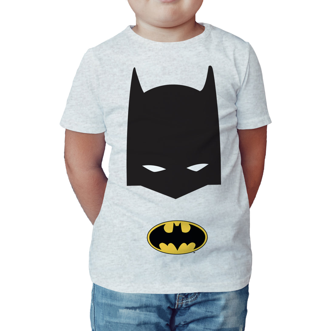 DC Comics Batman Logo Mask Official Kid's T-Shirt Sports Grey - Urban Species