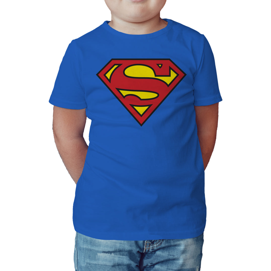 DC Comics Superman Logo Classic Official Kid's T-shirt Blue - Urban Species