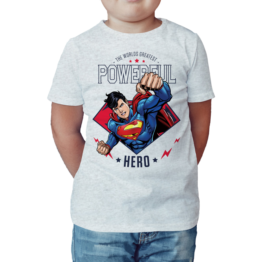 DC Comics Superman Power Official Kid's T-Shirt (Heather Grey) - Urban Species Kids Short Sleeved T-Shirt