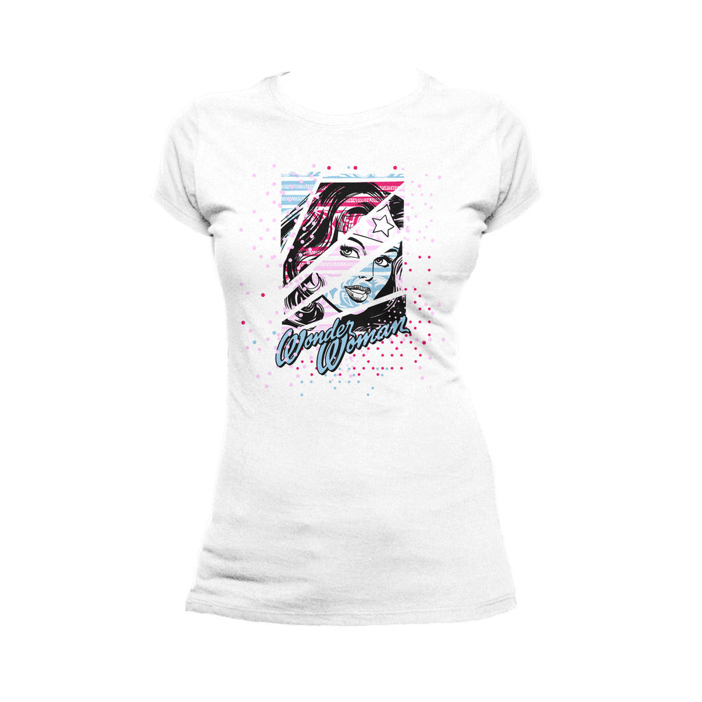 DC Comics Wonder Woman Warhol Official Women's T-shirt (White) - Urban Species Ladies Short Sleeved T-Shirt