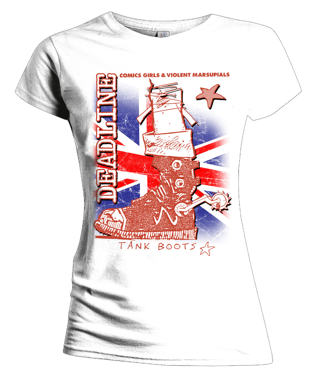 Deadline 0 Tank Boots Official Women's T-shirt (White) - Urban Species Ladies Short Sleeved T-Shirt