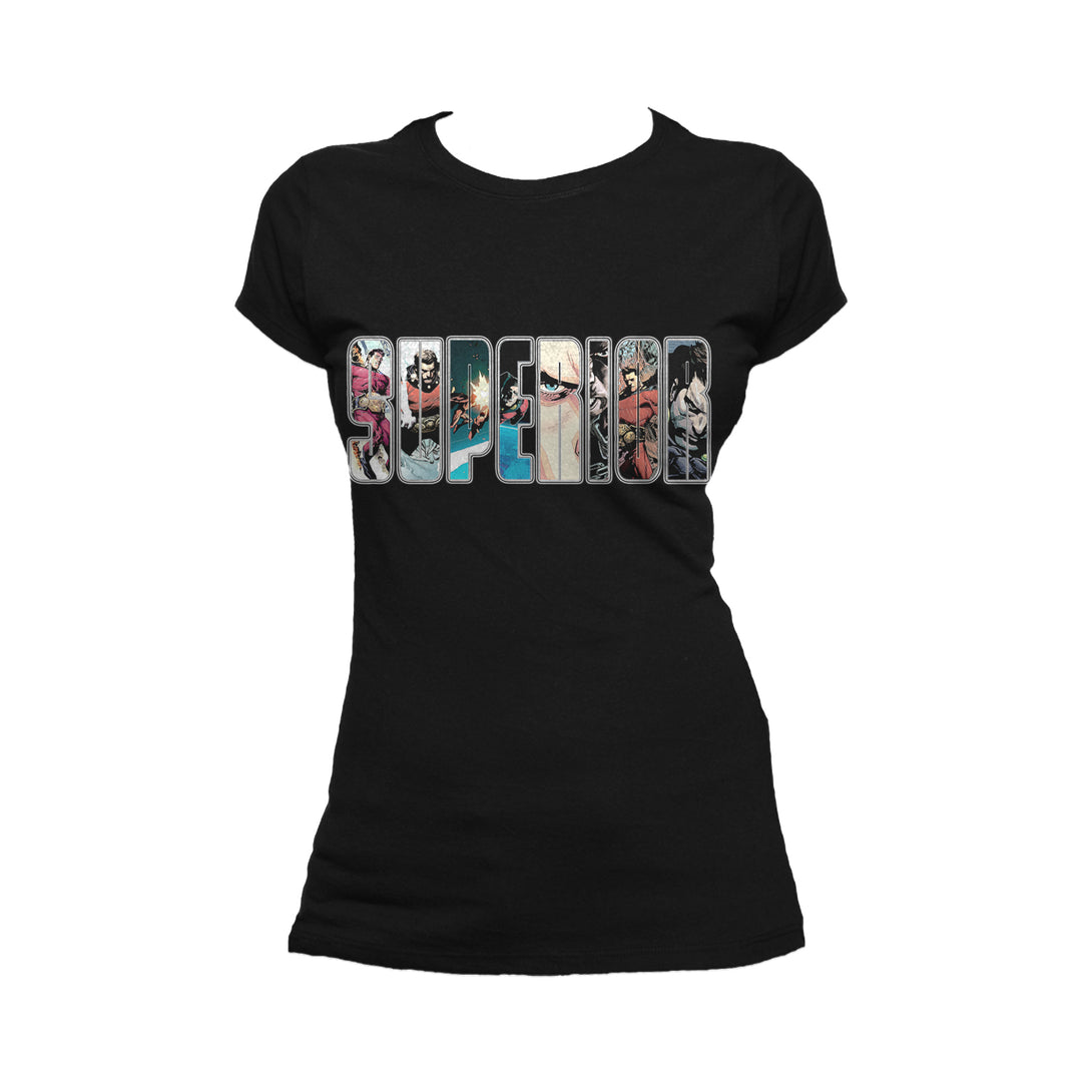 Superior Logo Collage Official Women's T-Shirt (Black) - Urban Species Ladies Short Sleeved T-Shirt