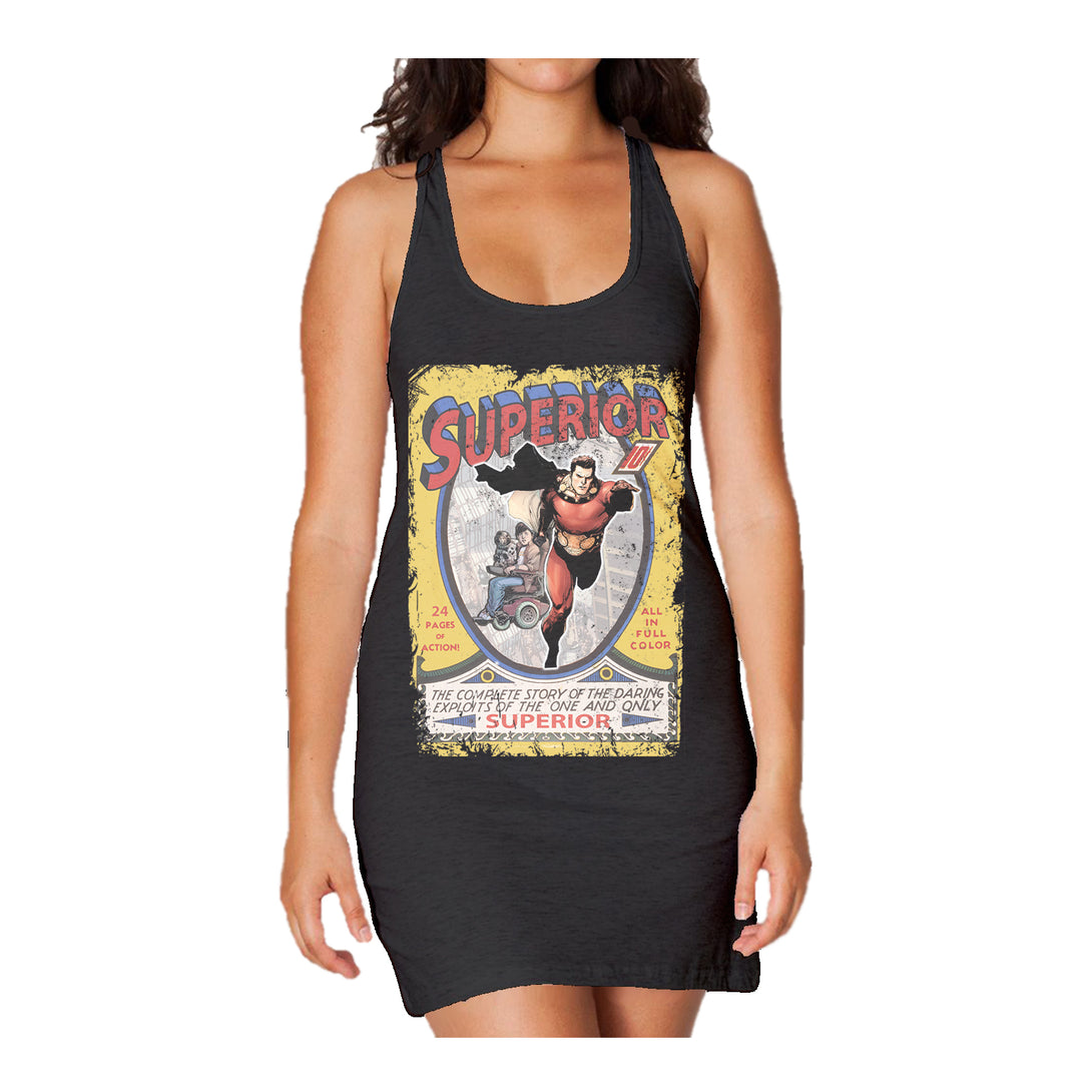 Superior Remix Cover Issue 1 Official Women's Long Tank Dress (Black) - Urban Species Ladies Long Tank Dress