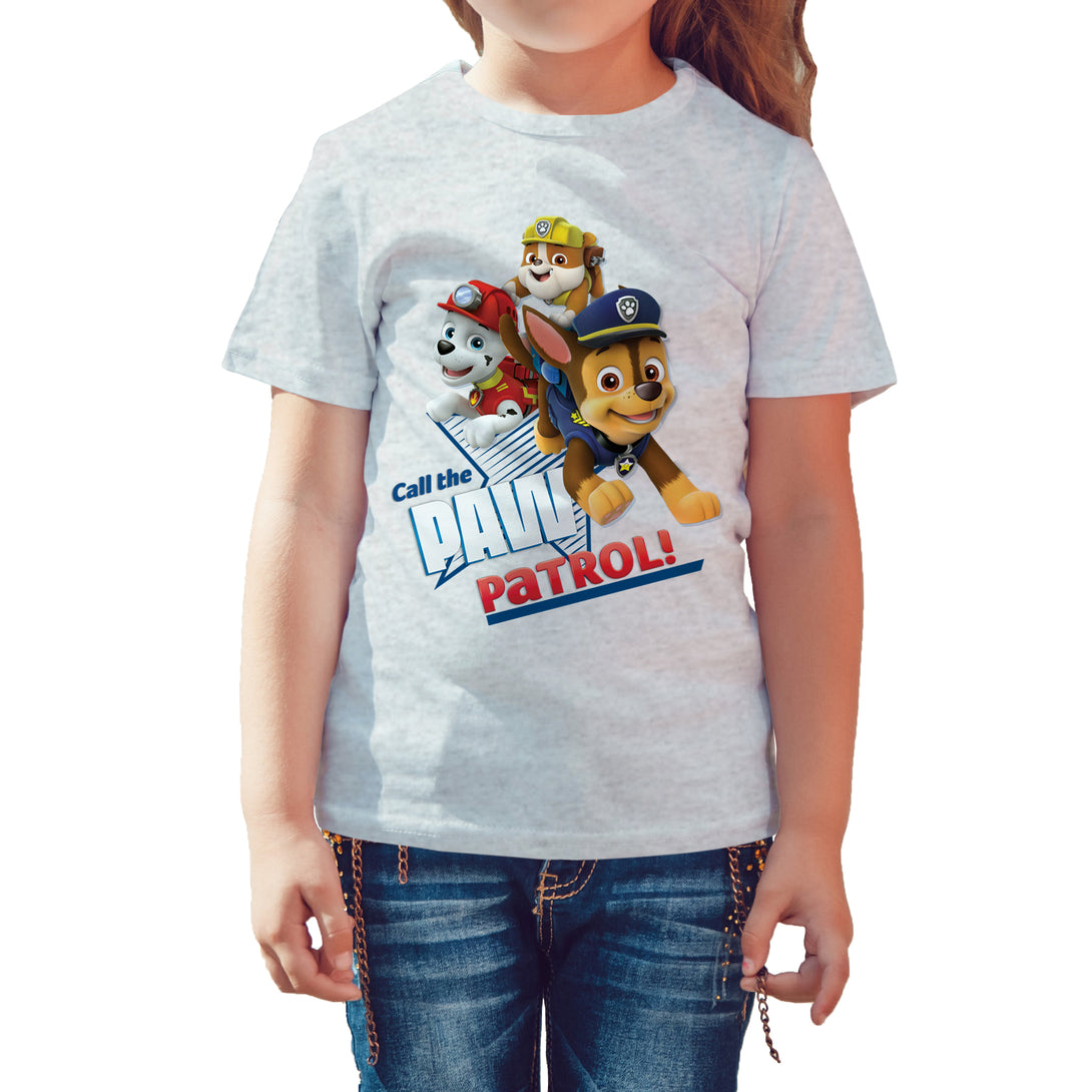 Paw Patrol Call Paw Patrol Official Kid's T-Shirt (Heather Grey) - Urban Species Kids Short Sleeved T-Shirt