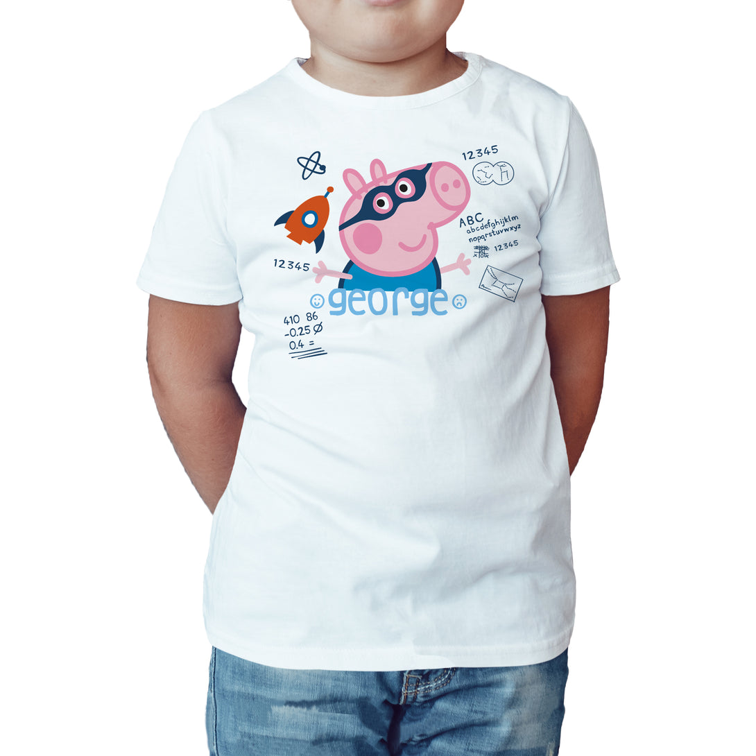Peppa Pig George Doodle Official Kid's T-Shirt (White) - Urban Species Kids Short Sleeved T-Shirt