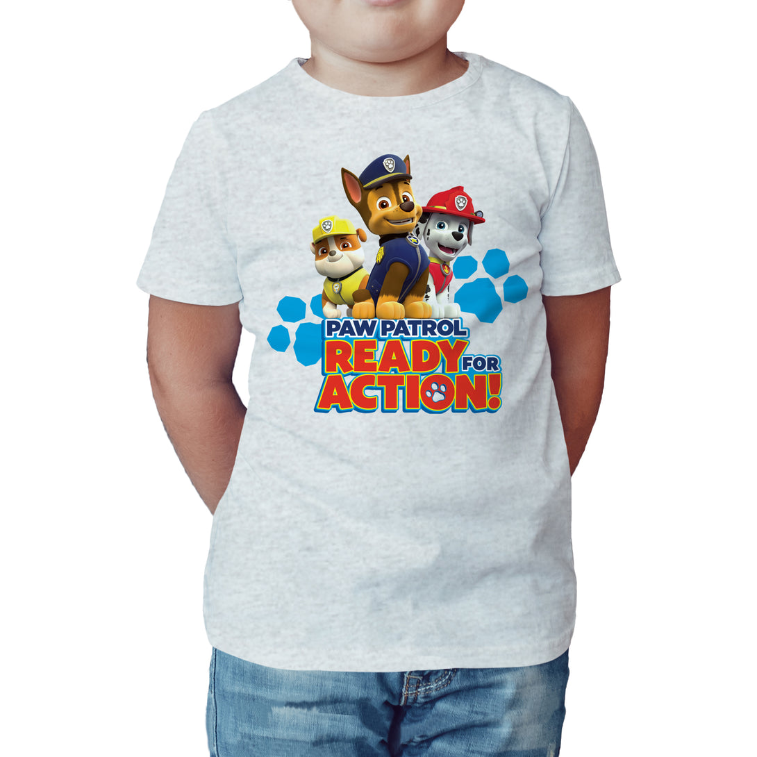 Paw Patrol Ready For Action Official Kid's T-Shirt (Heather Grey) - Urban Species Kids Short Sleeved T-Shirt
