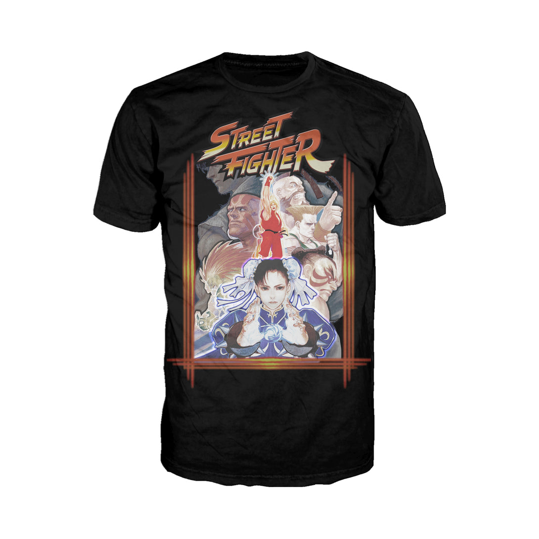 Street Fighter Poster Cover Frame Official Men's T-Shirt (Black) - Urban Species Mens Short Sleeved T-Shirt