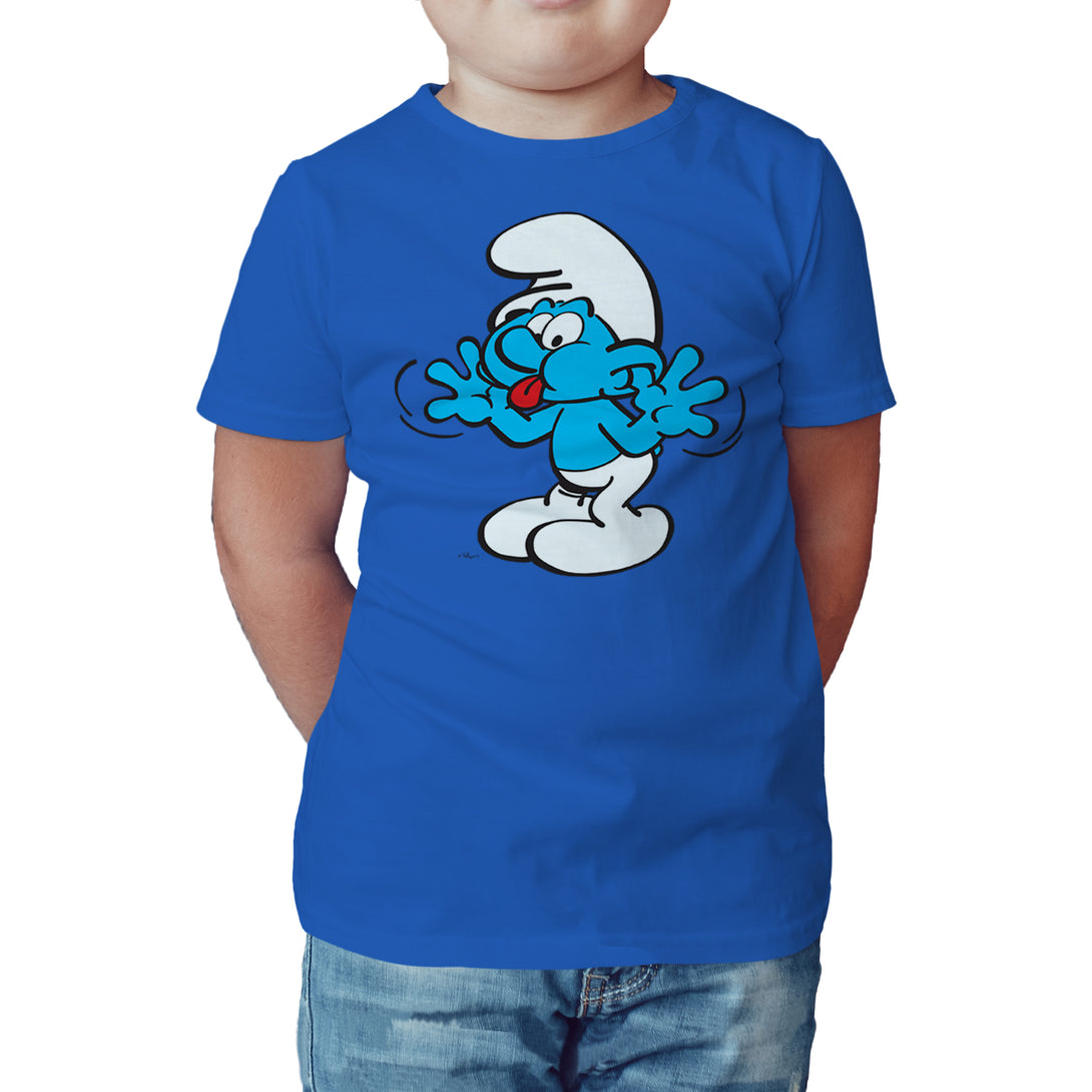 The Smurfs Jokey Smurf Tongue Official Kid's T-Shirt (Royal Blue) - Urban Species Kids Short Sleeved T-Shirt
