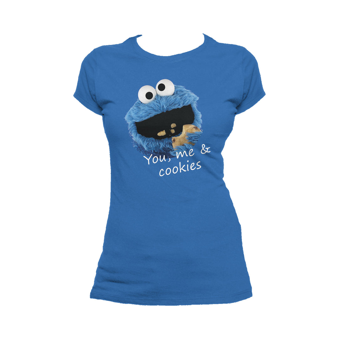 Sesame Street Cookie Monster You & Me Official Women's T-Shirt (Royal Blue) - Urban Species Ladies Short Sleeved T-Shirt