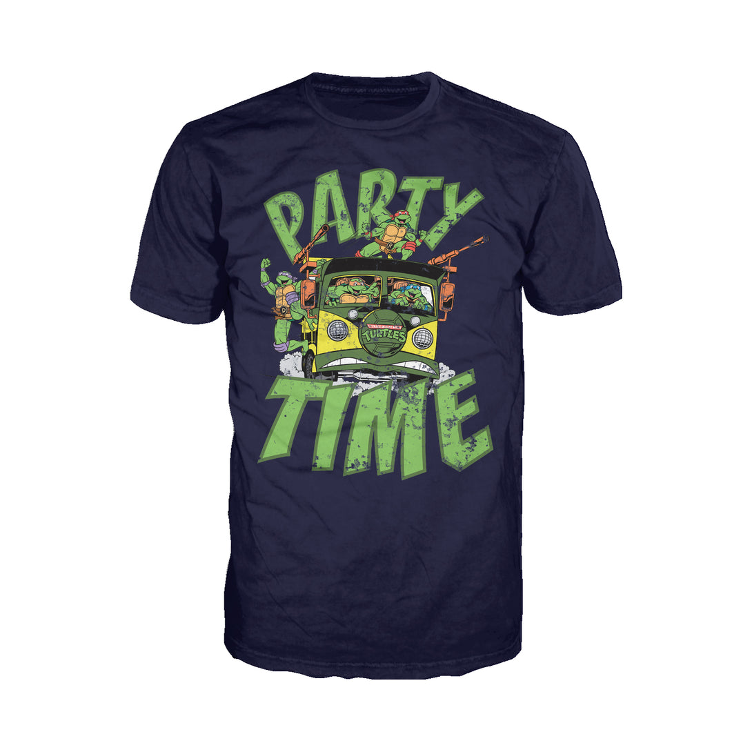 TMNT Gang Retro Party Wagon Official Men's T-Shirt (Navy) - Urban Species Mens Short Sleeved T-Shirt
