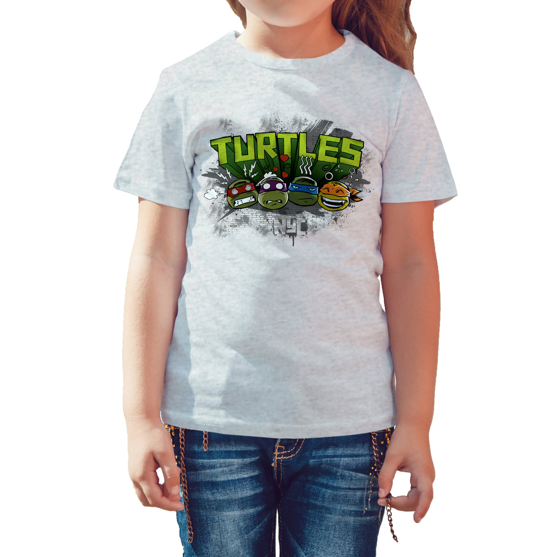 TMNT Gang Turtles Official Kid's T-Shirt (Heather Grey) - Urban Species Kids Short Sleeved T-Shirt