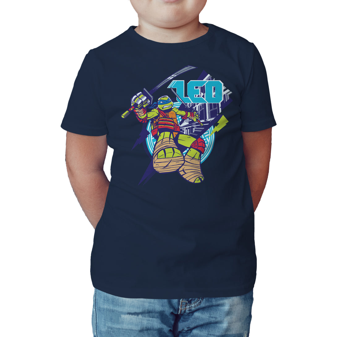 TMNT Leonardo Leo Official Kid's T-Shirt (Navy) - Urban Species Kids Short Sleeved T-Shirt