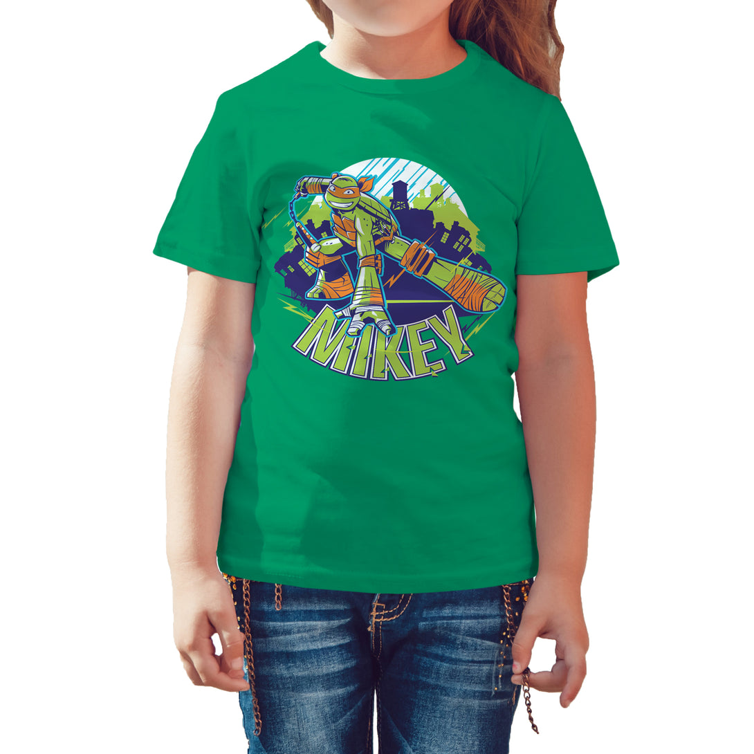 TMNT Michaelangelo Mikey Official Kid's T-Shirt (Green) - Urban Species Kids Short Sleeved T-Shirt
