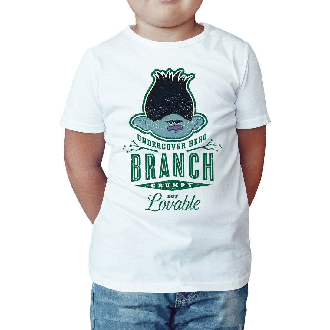 Trolls Branch Official Kid's T-Shirt (White) - Urban Species Kids Short Sleeved T-Shirt