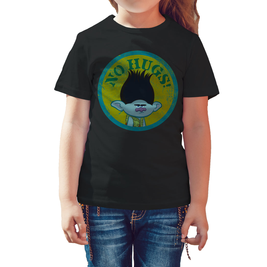 Trolls No Hugs Official Kid's T-Shirt (Black) - Urban Species Kids Short Sleeved T-Shirt