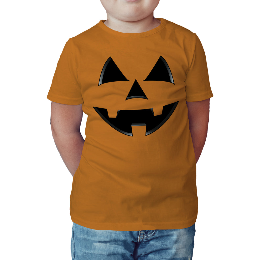 Urban Species Halloween Hipster Pumpkin Face Official Kid's T-shirt (Orange) - Urban Species Kids Short Sleeved T-Shirt