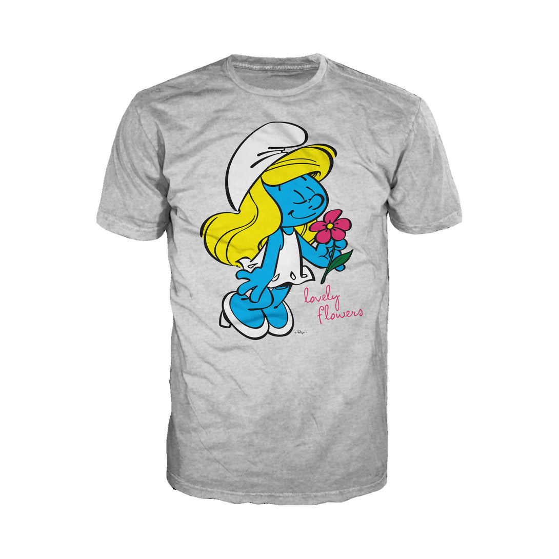 The Smurfs Smurfette Character Flowers Official Men's T-shirt (Heather Grey) - Urban Species Mens Short Sleeved T-Shirt