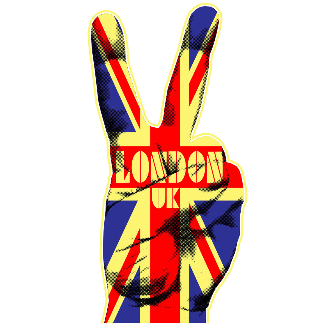 Close Up Urban Attitude London Calling Union Jack Victory Sign Men's T-Shirt (White)