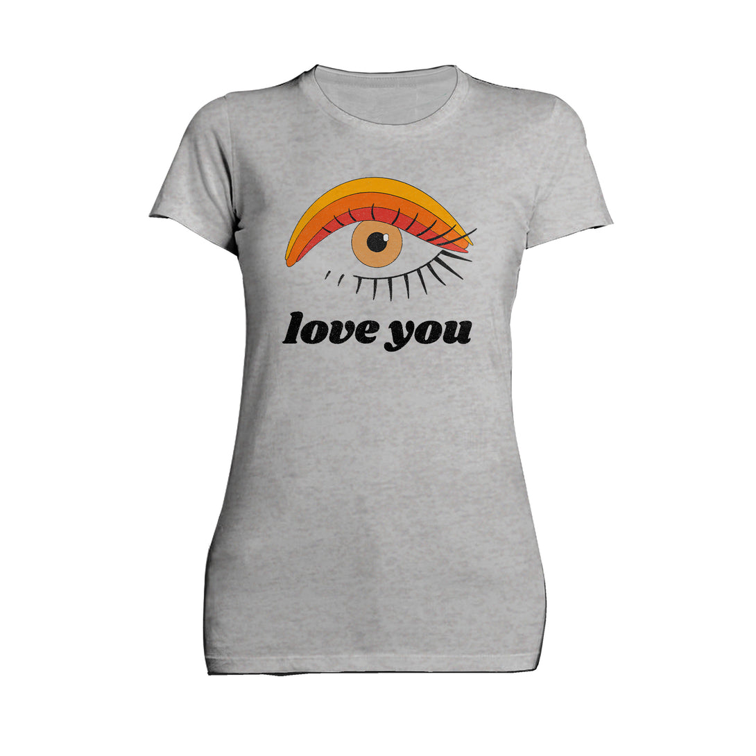 Vintage Valentine Eye Love You Women's T-shirt Sports Grey - Urban Species