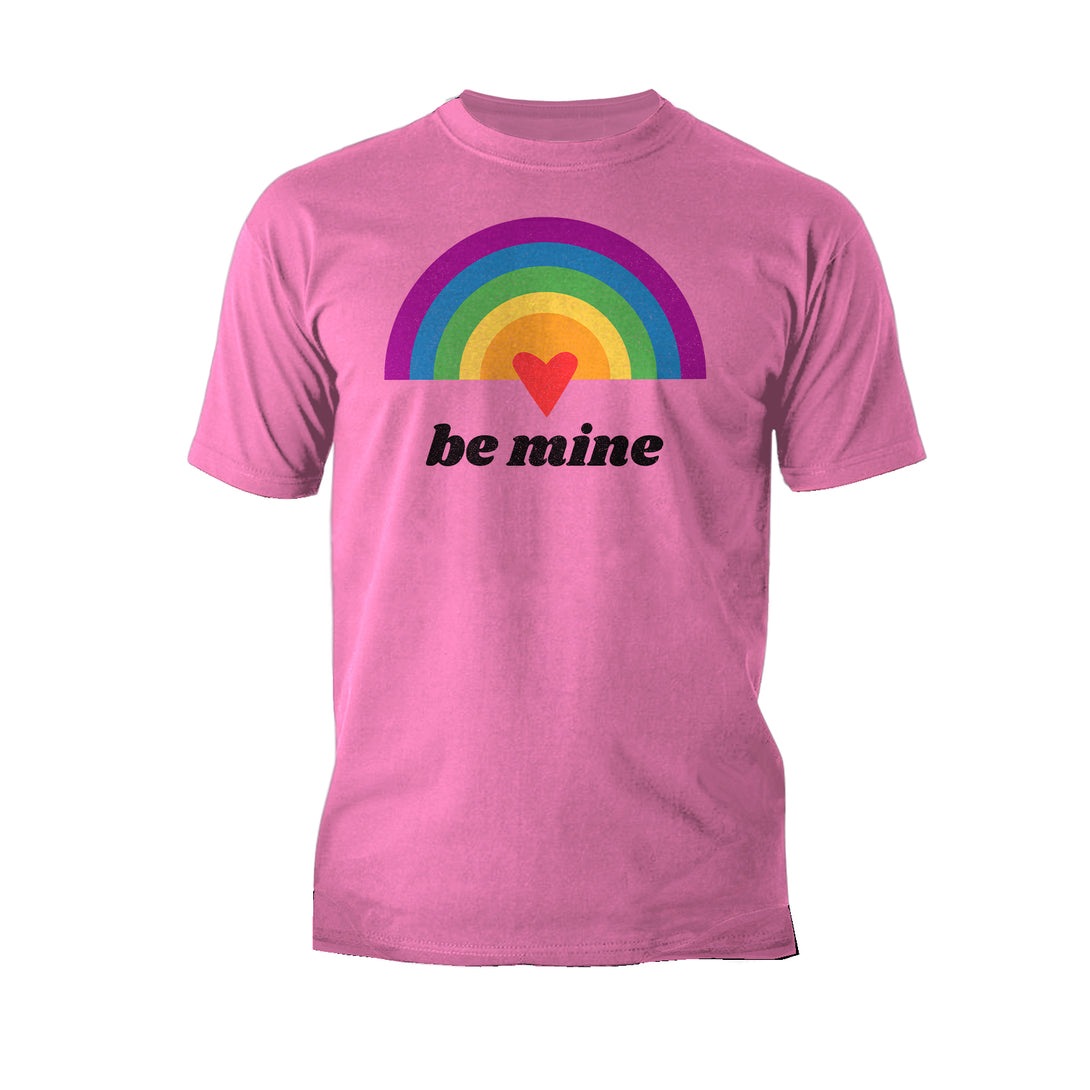 Vintage Valentine Rainbow Heart Be Mine Men's T-shirt Pink - Urban Species