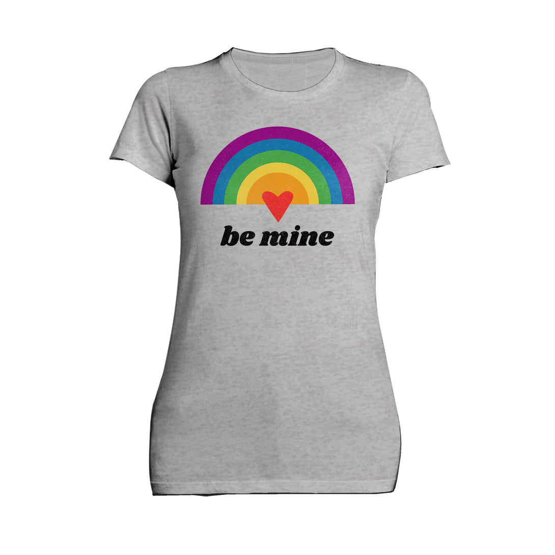 Vintage Valentine Rainbow Be Mine Women's T-shirt Sports Grey - Urban Species