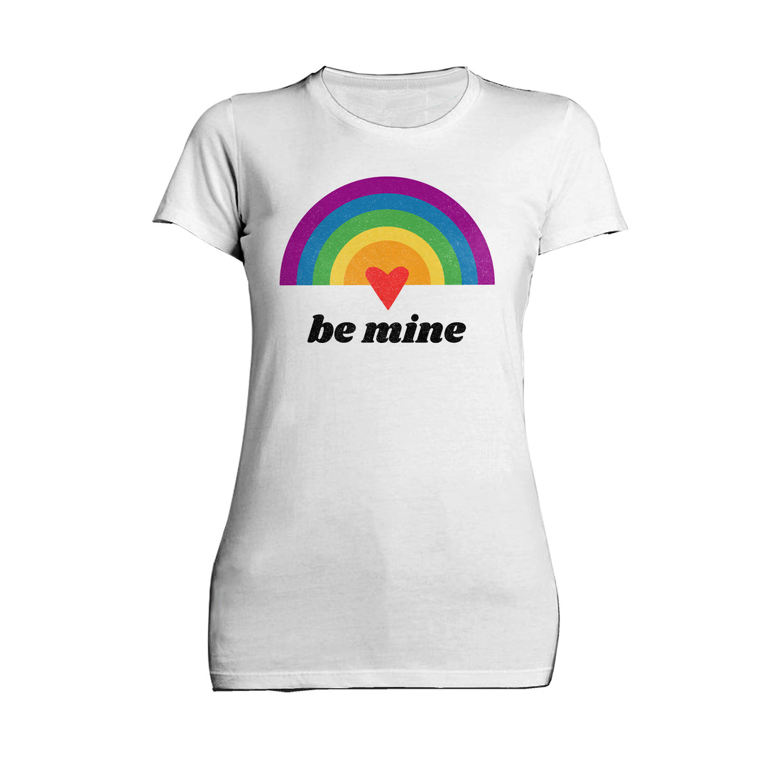 Vintage Valentine Rainbow Be Mine Women's T-shirt White - Urban Species