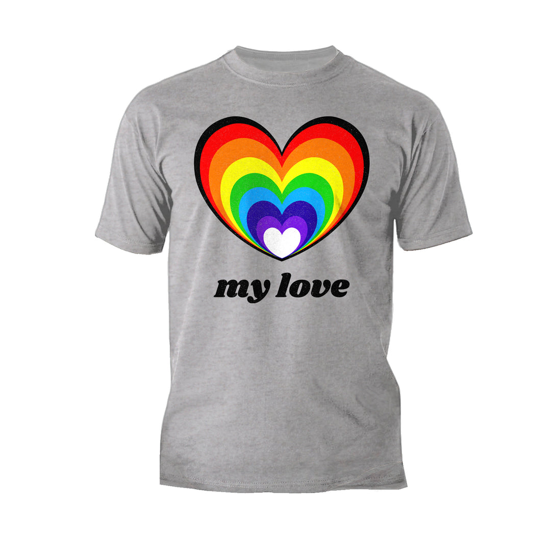 Vintage Valentine Rainbow Heart My Love Men's T-shirt Sports Grey - Urban Species