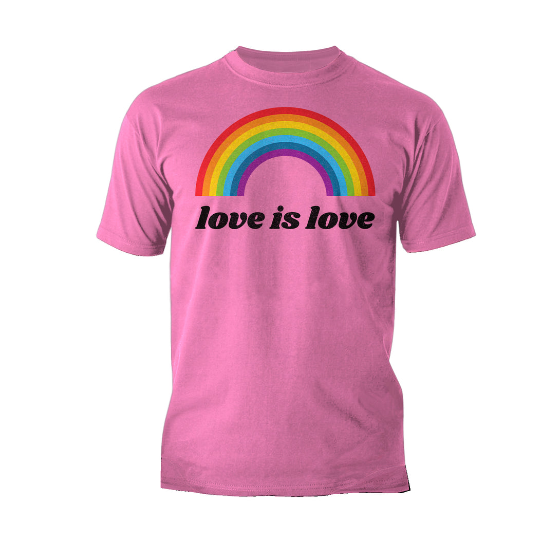 Vintage Valentine Rainbow Love Is Love Men's T-shirt Pink - Urban Species