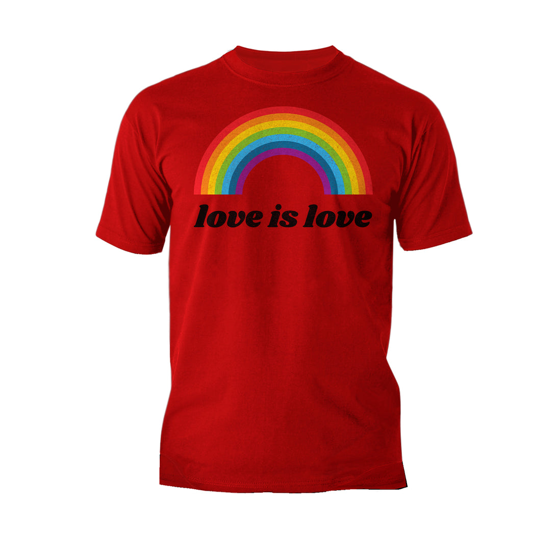 Vintage Valentine Rainbow Love Is Love Men's T-shirt Red - Urban Species