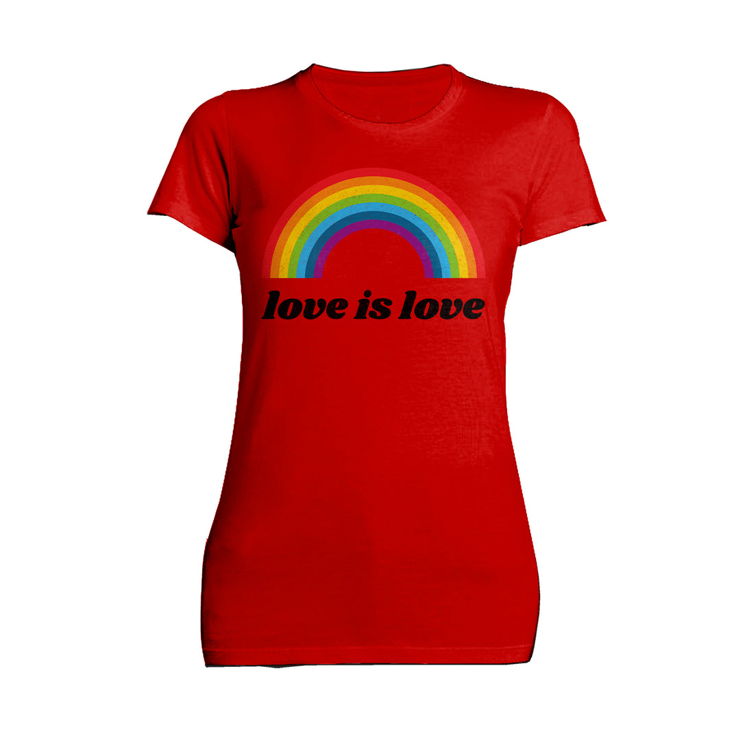 Vintage Valentine Rainbow Love Is Love Women's T-shirt Red - Urban Species