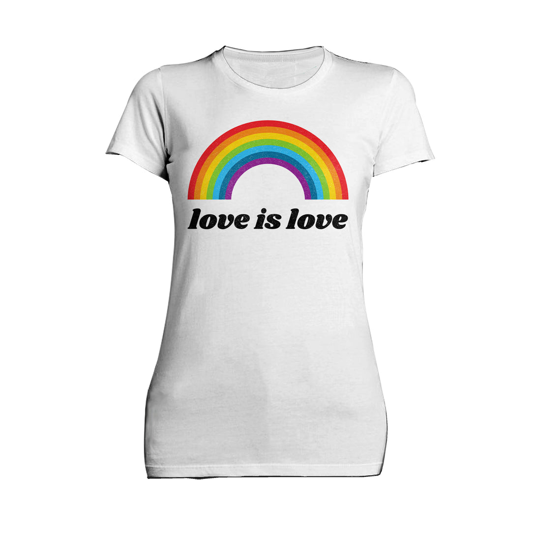 Vintage Valentine Rainbow Love Is Love Women's T-shirt White - Urban Species