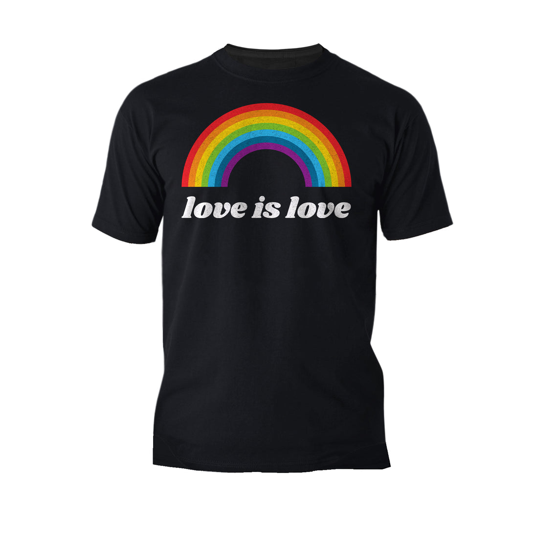 Vintage Valentine Rainbow Love Is Love Men's T-shirt Black - Urban Species